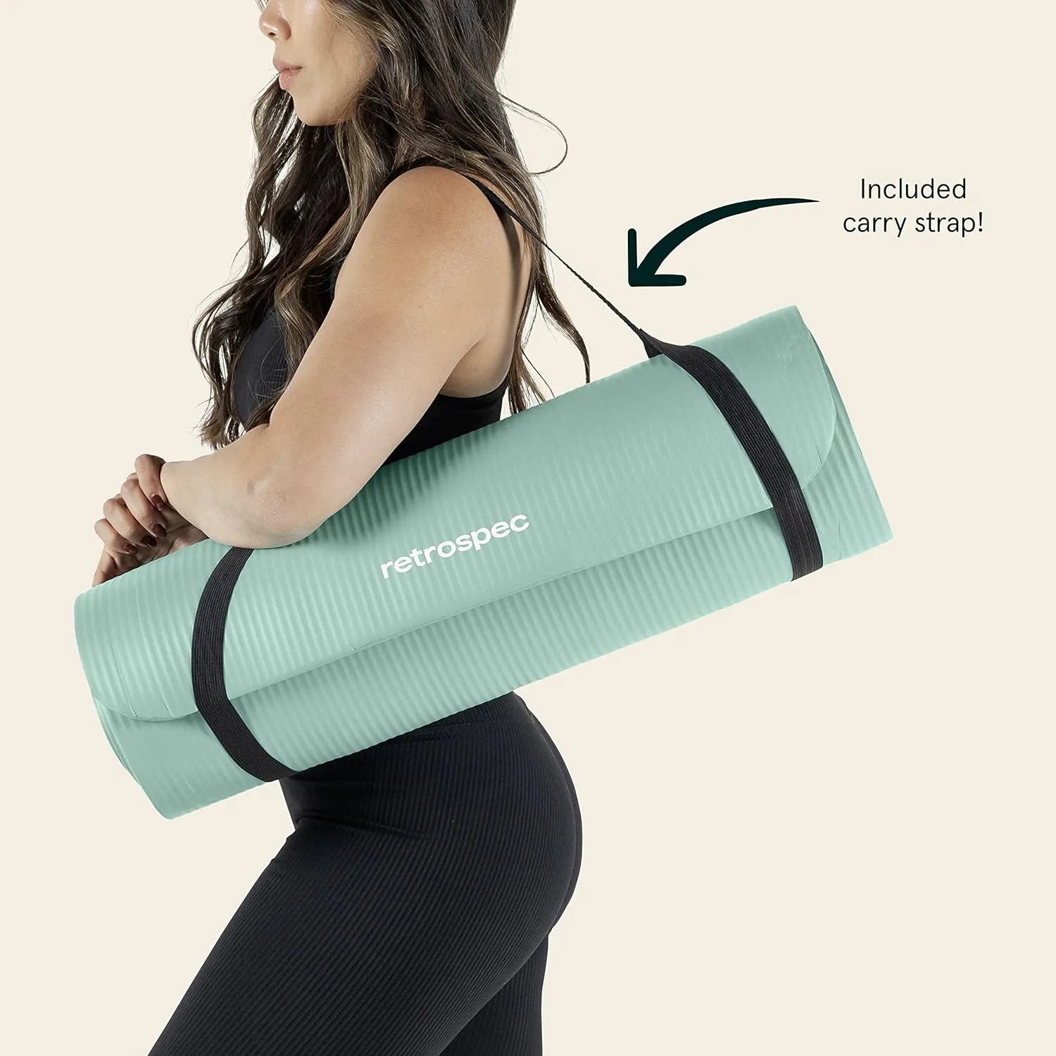 Retrospec Solana Yoga Mat 1" Thick With Nylon Carry Strap for Men & Women - Non Slip Exercise Mat for Home Yoga, Pilates, Stretching, Floor & Fitness Workouts