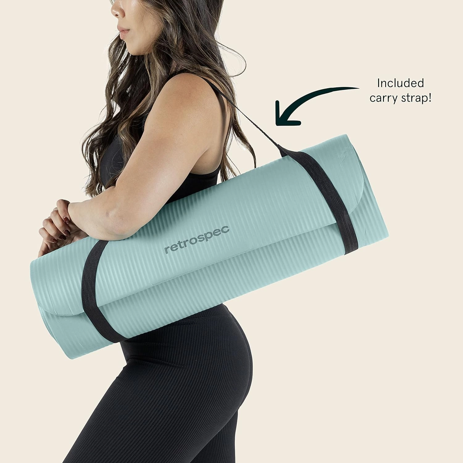 Retrospec Solana Yoga Mat 1" Thick With Nylon Carry Strap for Men & Women - Non Slip Exercise Mat for Home Yoga, Pilates, Stretching, Floor & Fitness Workouts