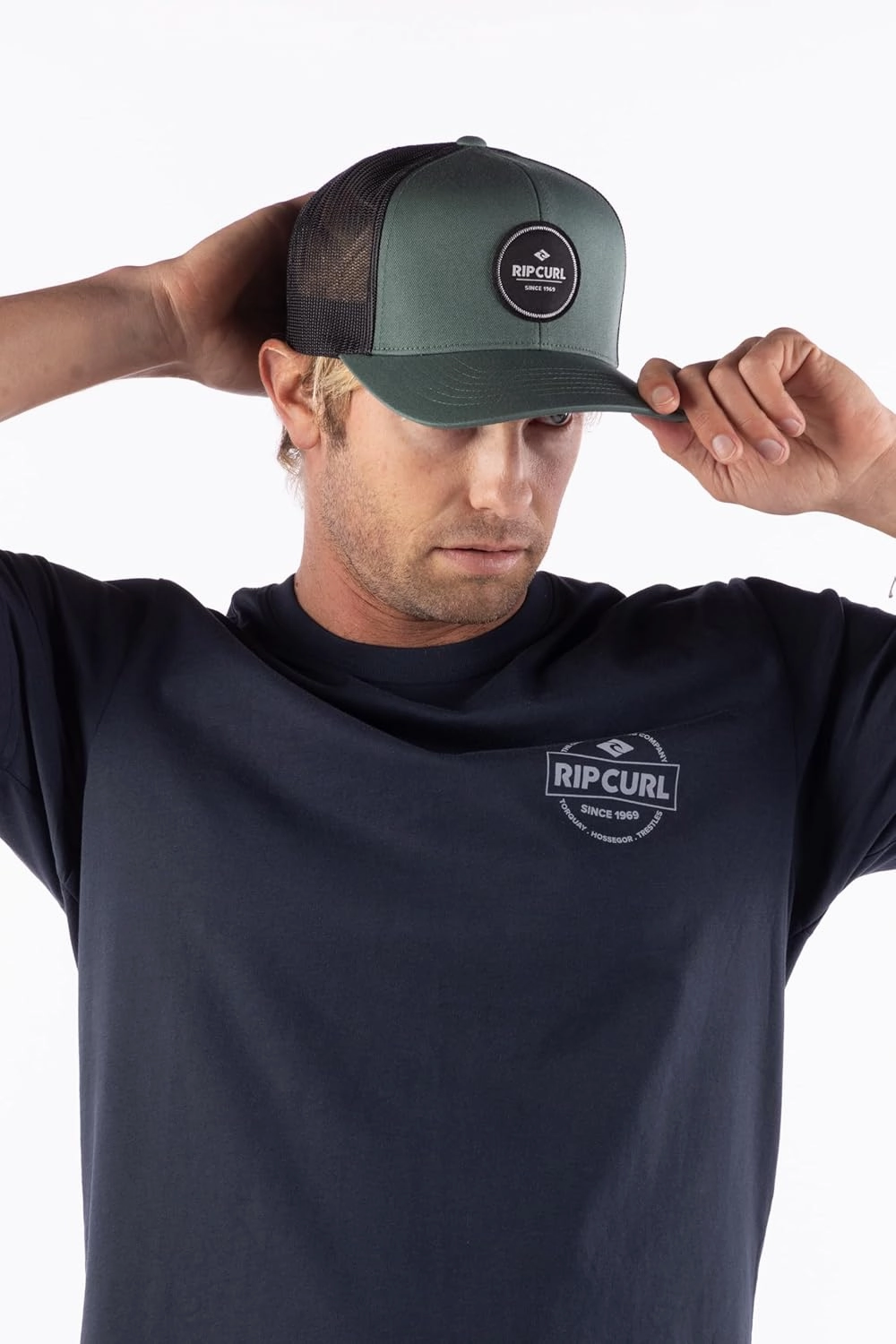 Rip Curl Curve Peak, Structured Trucker Hat, Mesh Snapback Baseball Cap for Men, Adjustable