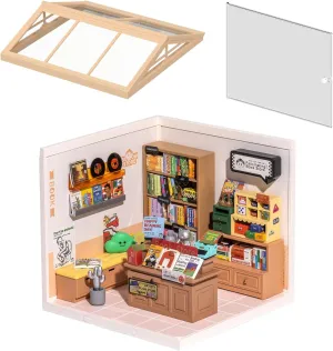 ROBOTIME DIY Miniature House Kit - 1:24 Scale Realistic Store Kit with LED Light - Tiny Model Mini House Kit with Furniture Best Birthday Gift