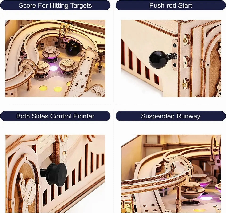 Robotime 3D Pinball Machine Puzzle Amusing Table Game Mechanical Wooden Model Building Kits for Adult 14  Teens