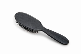 Rock & Ruddle Natural Mixed Boar Bristle Hair Brush for Women and Kids (Small 6.9") - Perfect for Wet or Dry Hair, Detangling Smoothing Blowdrying - Designed & Made in UK - Black Stardust Design