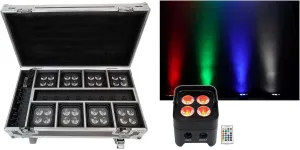 Rockville Best 50 Pack Black, 8 Rechargeable Wash Lights with Charging Flght Case, Wireless DMX, Includes Remote, 15 Hour Battery Life, Perfect for Events, Parties & DJs