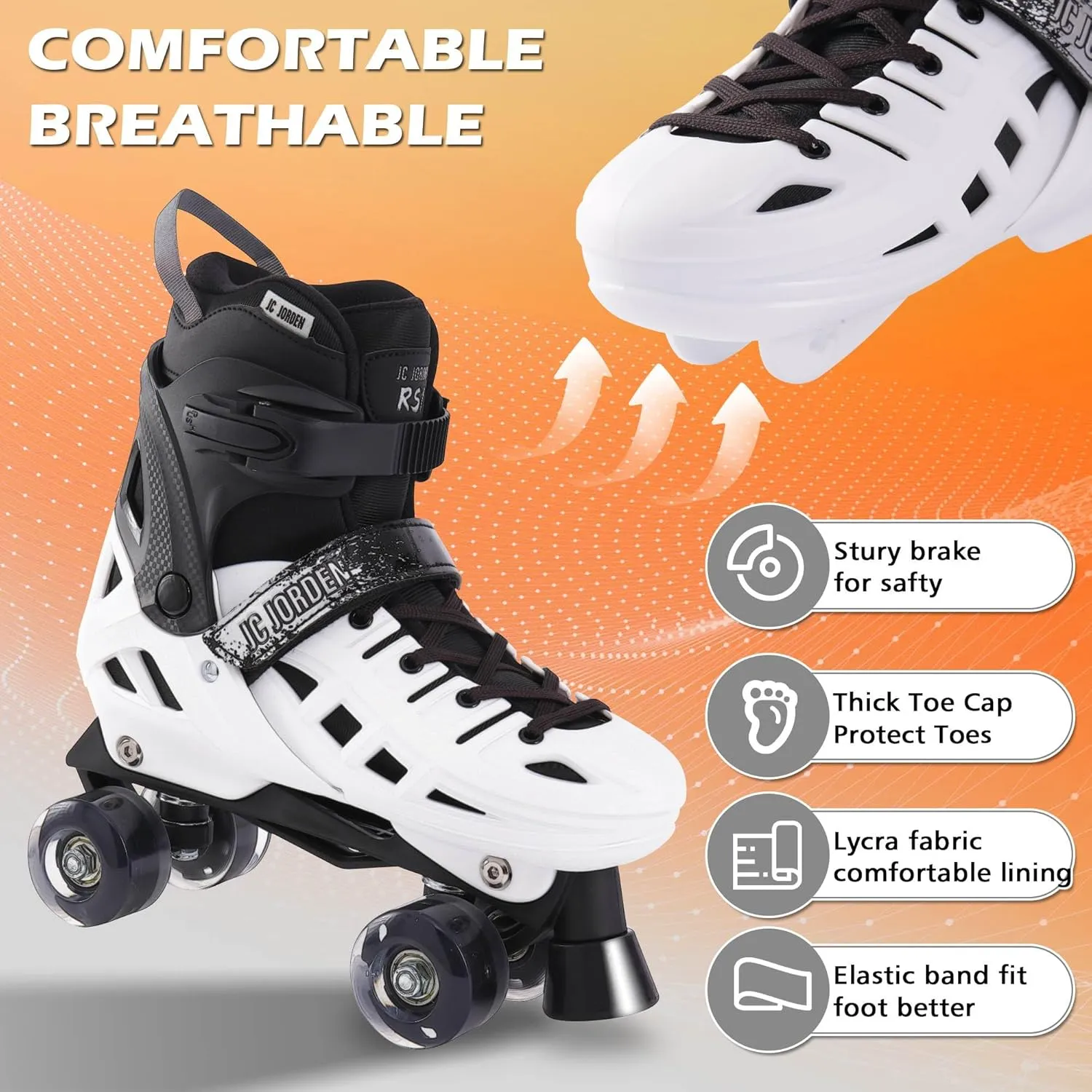 Roller Skates for Kids Girls Boys, 4 Sizes Adjustable RollerSkates with Light Up Wheels for Children, Durable Outer Shell Roller Shoes, Beginners Outdoor Sports, Toddler Kids Ages 4-12