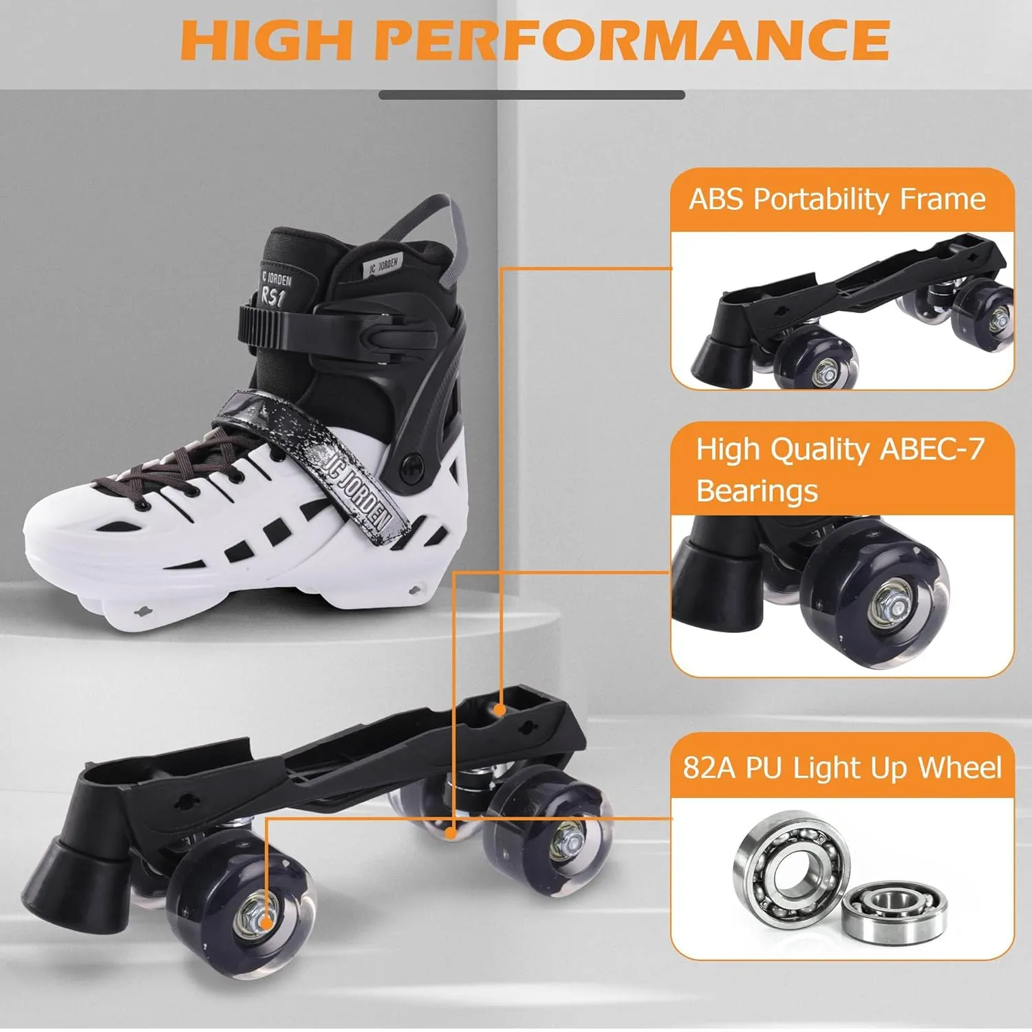 Roller Skates for Kids Girls Boys, 4 Sizes Adjustable RollerSkates with Light Up Wheels for Children, Durable Outer Shell Roller Shoes, Beginners Outdoor Sports, Toddler Kids Ages 4-12