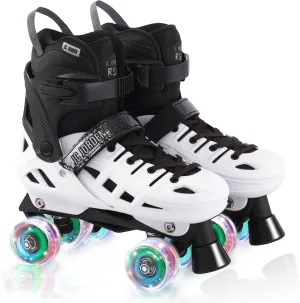 Roller Skates for Kids Girls Boys, 4 Sizes Adjustable RollerSkates with Light Up Wheels for Children, Durable Outer Shell Roller Shoes, Beginners Outdoor Sports, Toddler Kids Ages 4-12