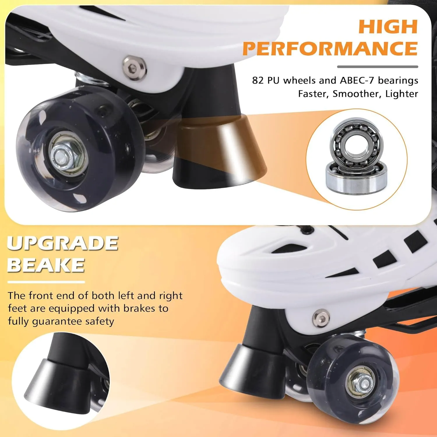 Roller Skates for Kids Girls Boys, 4 Sizes Adjustable RollerSkates with Light Up Wheels for Children, Durable Outer Shell Roller Shoes, Beginners Outdoor Sports, Toddler Kids Ages 4-12