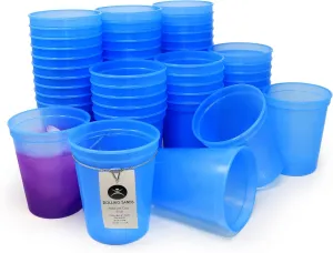 Rolling Sands 16 Oz Reusable Plastic Stadium Cups, Bulk 50 Pk, Made in USA, BPA-Free Dishwasher Safe Color Changing Tumblers, Blue to Purple