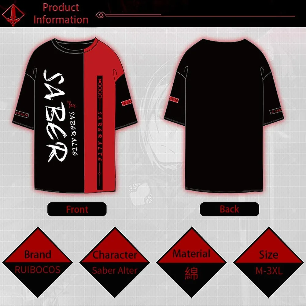RUIBOCOS Fate Grand Order Altria Pendragon (Alter) Impression Element T-Shirt Pullover Cosplay Costumes Unisex