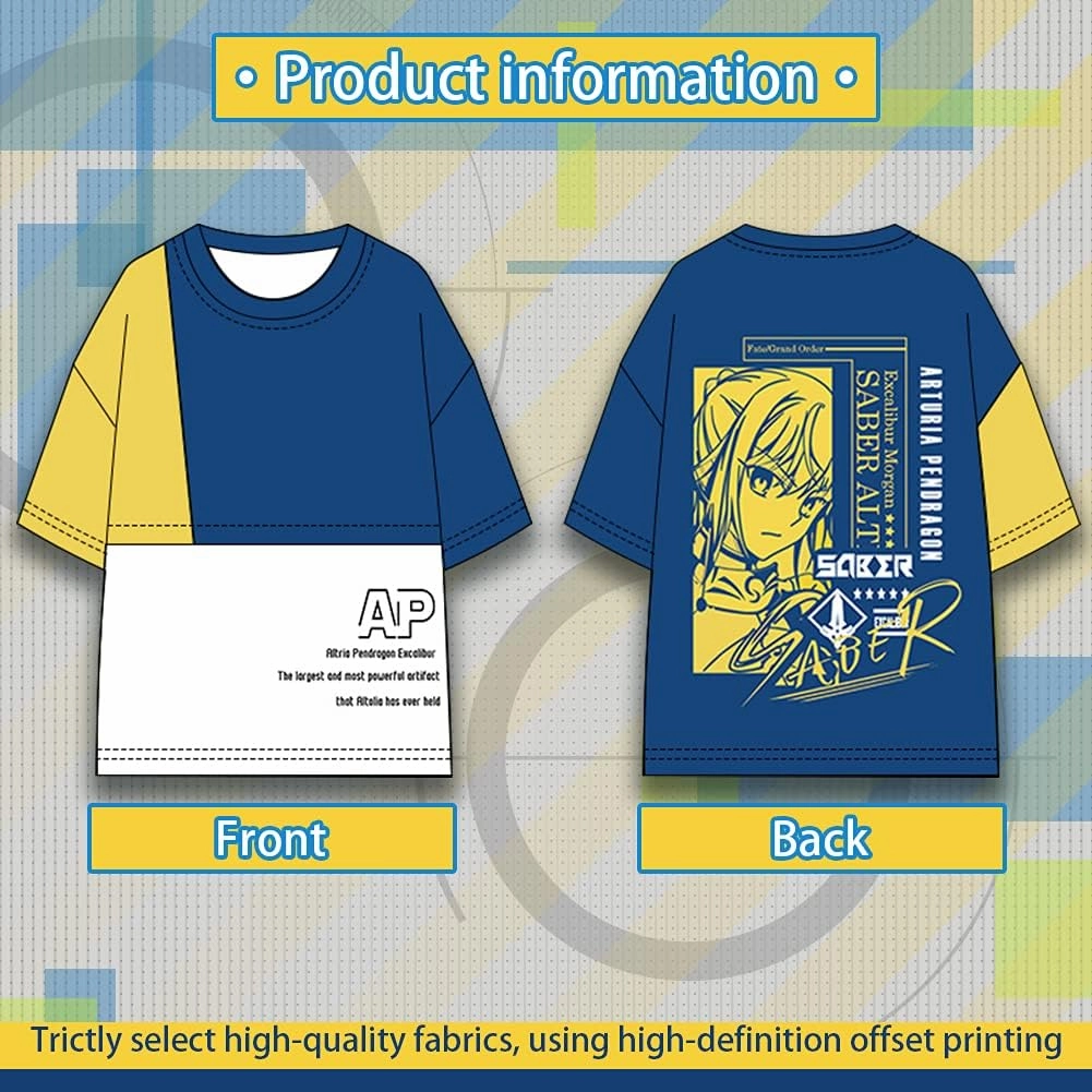 RUIBOCOS Fate Grand Order Altria Pendragon (Alter) Impression Element T-Shirt Pullover Casual Costume Unisex