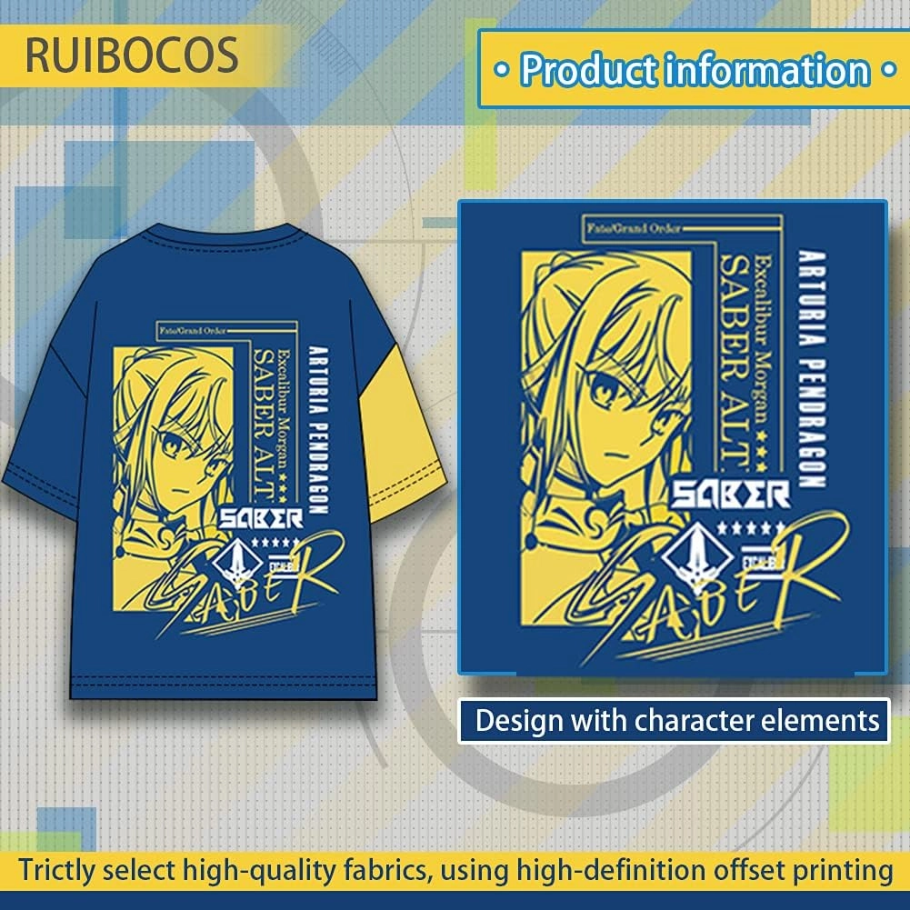 RUIBOCOS Fate Grand Order Altria Pendragon (Alter) Impression Element T-Shirt Pullover Casual Costume Unisex