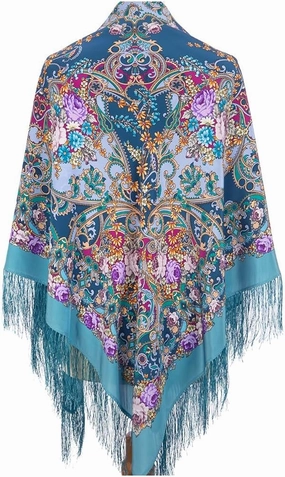 Russian Shawl Natural 100% Mulberry Silk 130x130 cm 51x51 inches Scarf Silk Tassels Fringe Wrap 951-13