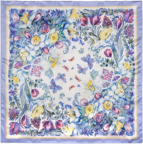 Russian Shawl Natural 100% Silk Scarf Wrap 35x35 inches 89x89 cm Pavloposad Shawls for Women Fashion Scarves Pavlovoposadskiy Platok Pavloposadsky Shawl 10019-15