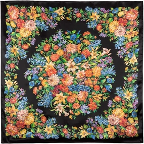 Russian Shawl Natural 100% Silk Scarf Wrap 35x35 inches 89x89 cm Pavloposad Shawls for Women Fashion Scarves Pavlovoposadskiy Platok Pavloposadsky Shawl 10050-18