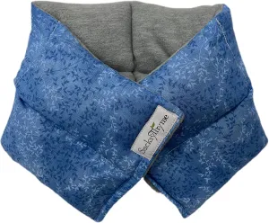 SacksyThyme Microwaveable Heating Pad - Microwave Neck and Shoulder Wrap for Moist Hot Therapy - Hot & Cold Compress for Relaxation & Stress Relief - Flaxseed - Made in USA - 22"x6", Blue & Grey