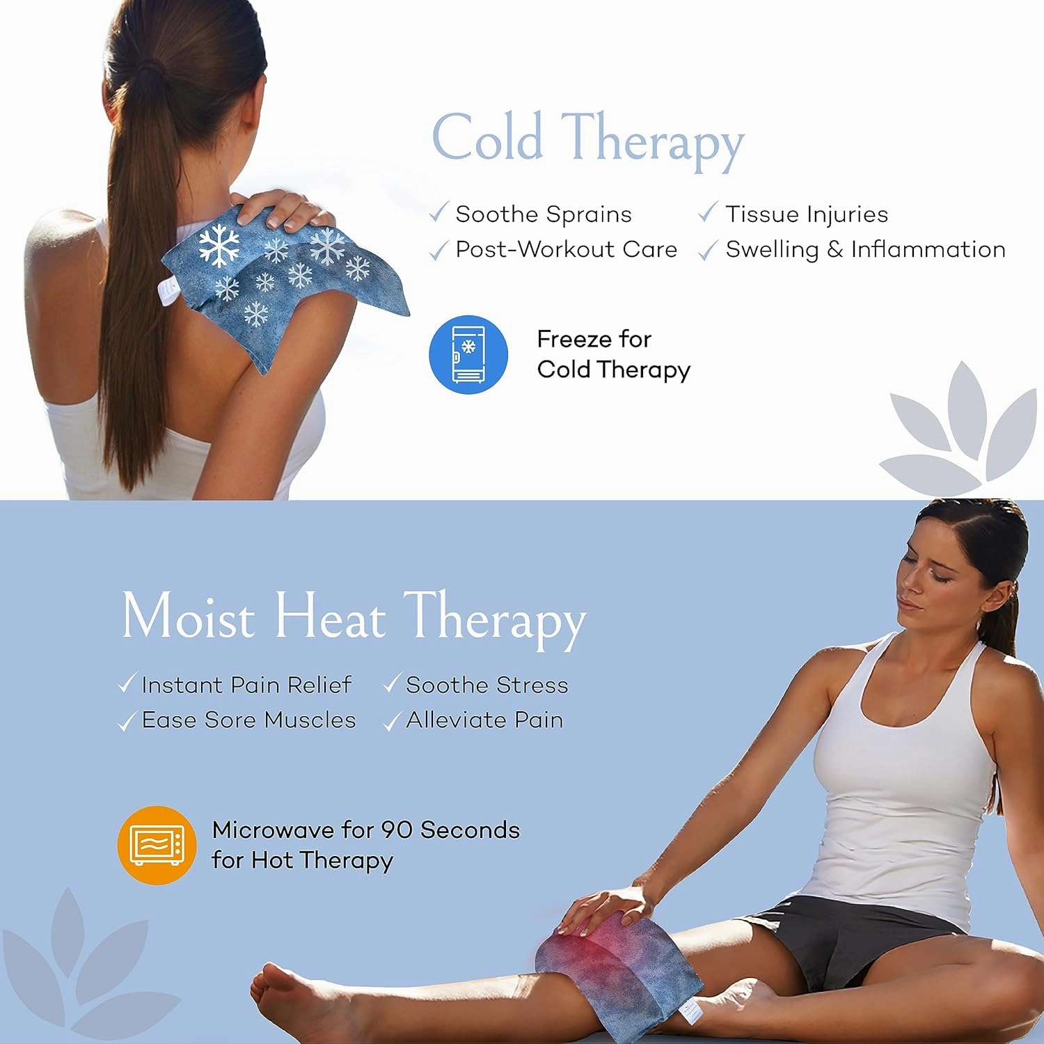 SacksyThyme Microwave Heating Pad for Pain Relief, Flaxseed & Cherry Pit Herbal Heating Pad, Hot Cold Therapy (Sky Blue)