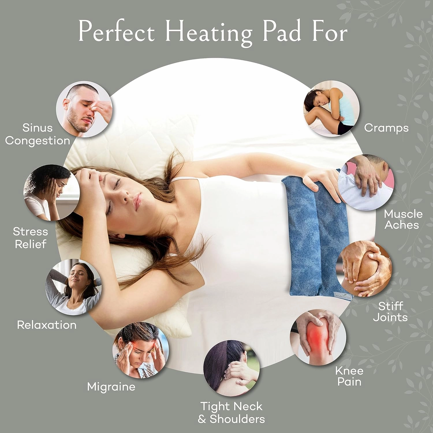 SacksyThyme Microwave Heating Pad for Pain Relief, Flaxseed & Cherry Pit Herbal Heating Pad, Hot Cold Therapy (Sky Blue)