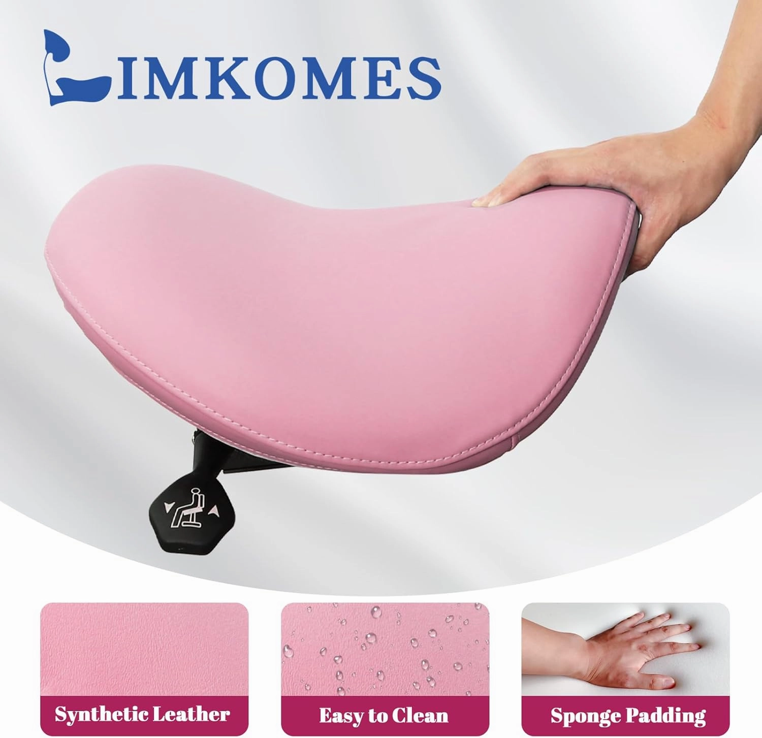 Saddle Stool Tilting Available Ergonomic Swivel Stool Chair with Hydraulic Lifting Height Adjustable Rolling Stool for Office Desk Clinic Dentist Spa-Soft Pink