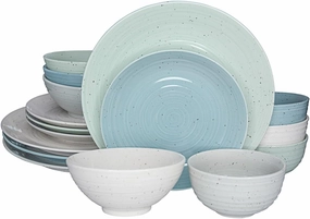 Sango Siterra Artist's Blend 16-Piece Stoneware Dinnerware Set – Service for 4, Mixed Glossy Finish with Unique Speckled Design, for Everyday Dining & Entertainment, Dishwasher & Microwave Safe
