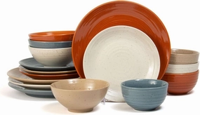 Sango Siterra Painter's Palette 16-Piece Stoneware Dinnerware Set – Service for 4, Multicolor with Unique Flecked Design, Perfect for Everyday Dining & Entertainment, Microwave & Dishwasher Safe