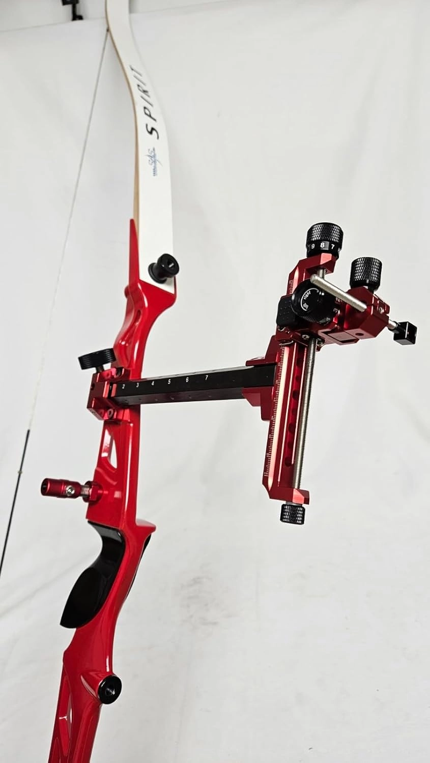 SAS Recurve Bow Carbon Pro X Target Recurve Sight T Shape Micro Adjustable with Single Fiber Optical Pin Sight Detachable for Competition Olympic Style Hunting Practice Range
