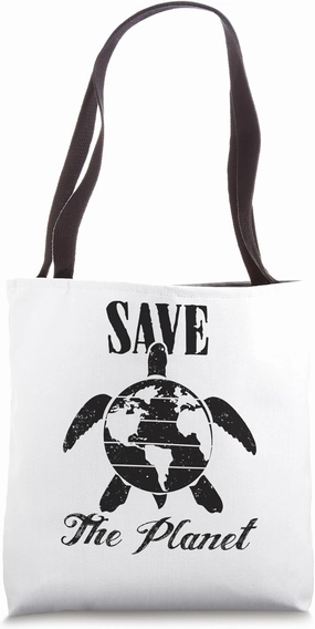 Save The Planet Environment Turtle Ocean Earth Day Tote Bag