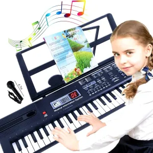 SEMART Digital Electronic Music Keyboard - 61 Key Portable Piano Toy for Kids & Toddlers - w/ Microphone Stand & USB - Christmas & Birthday Gift