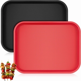 Set of 2 Grilling Prep and Serve Trays 18 x 14 Inch BBQ Platters Black and Red Trays for Serving Food Raw and Cooked Food Grill Carry System BBQ Accessories Gift for Men
