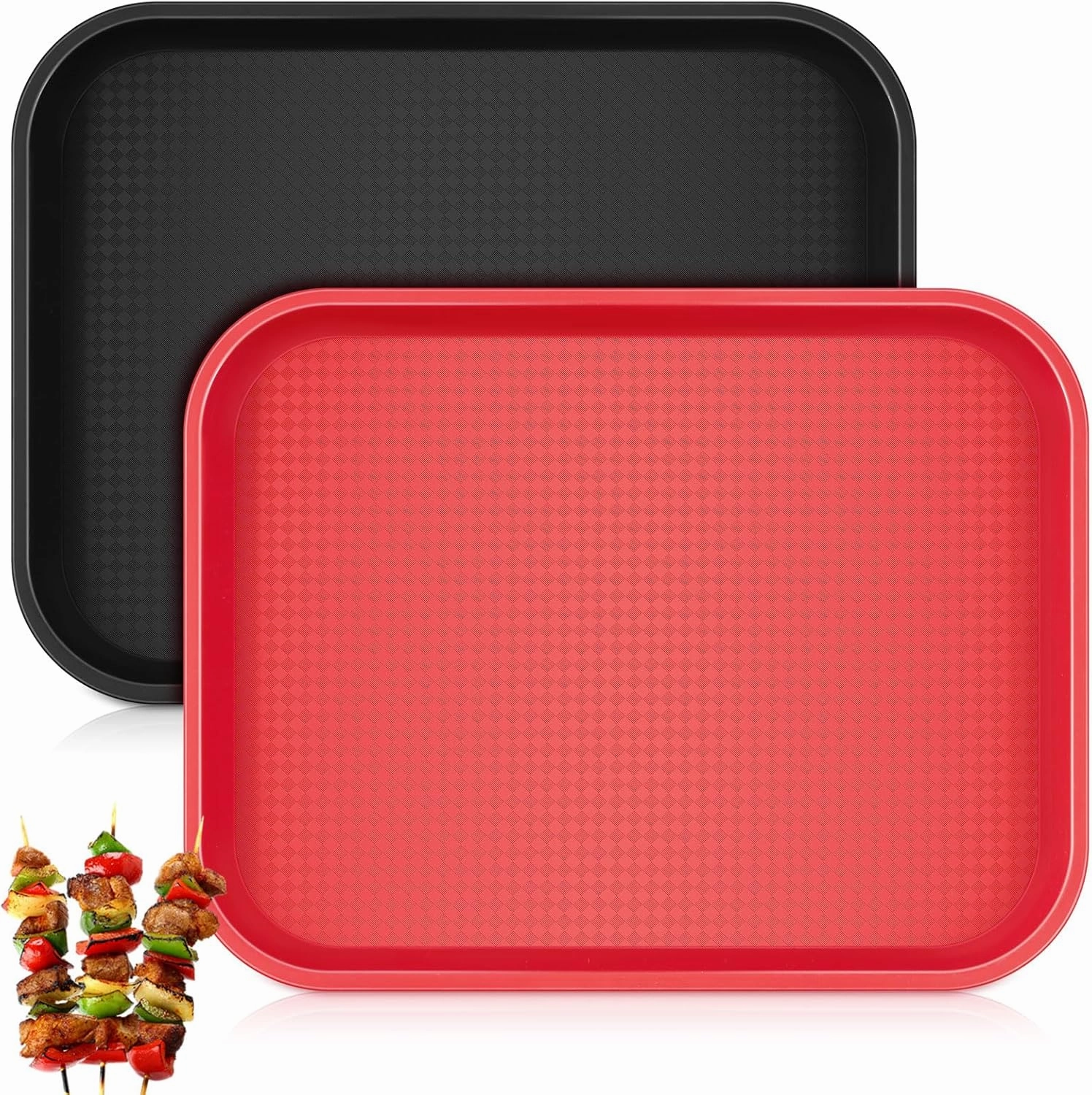Set of 2 Grilling Prep and Serve Trays 18 x 14 Inch BBQ Platters Black and Red Trays for Serving Food Raw and Cooked Food Grill Carry System BBQ Accessories Gift for Men