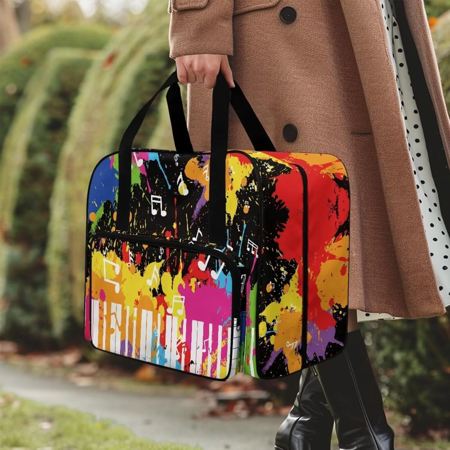 Sewing Machine Bag Easy to Clean Music Note Print Sewing Machine Carrying Case Portable Sewing Machine Case for Most Standard Machines Colorful Tie Dye