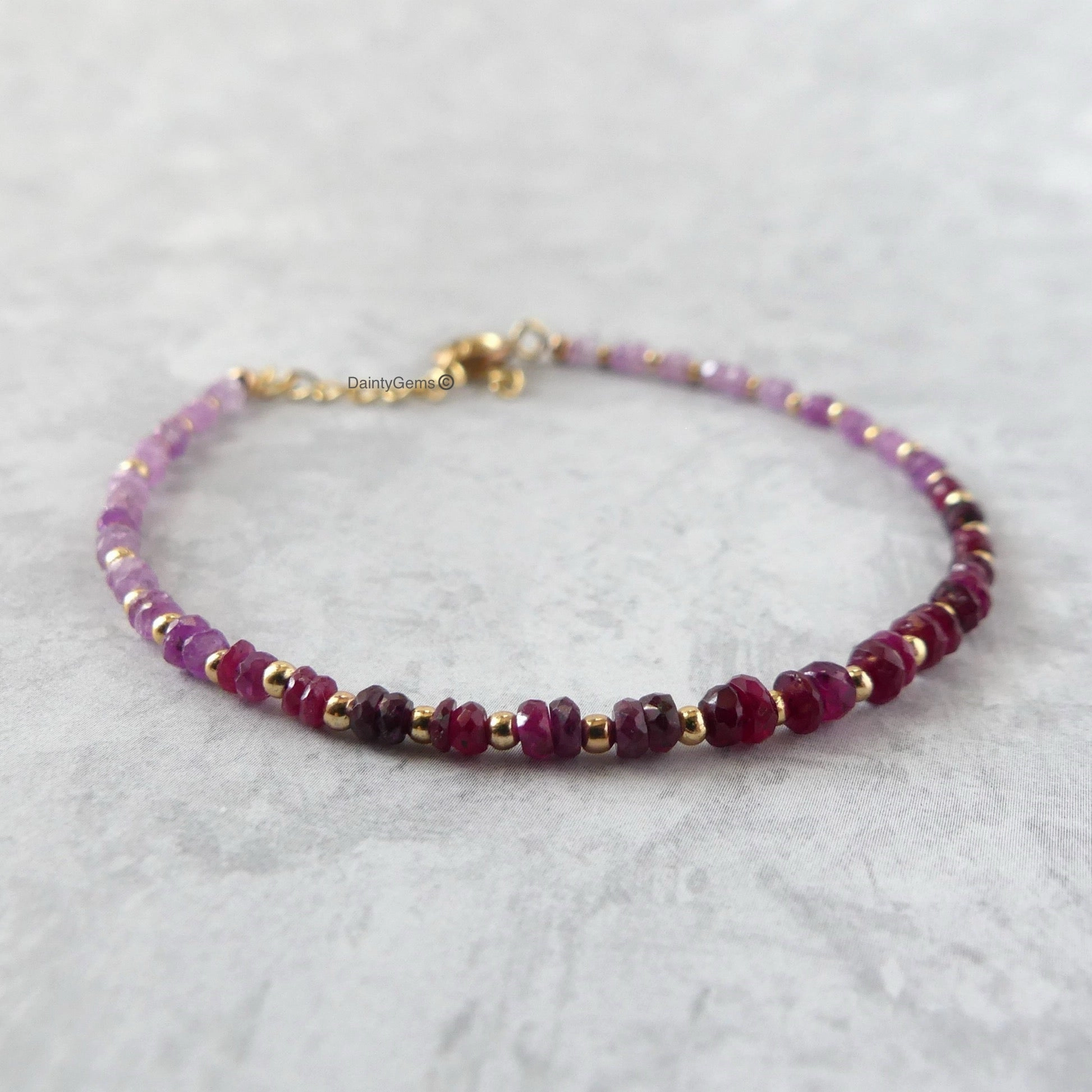 Shaded Ruby Delicate Beaded Bracelet
