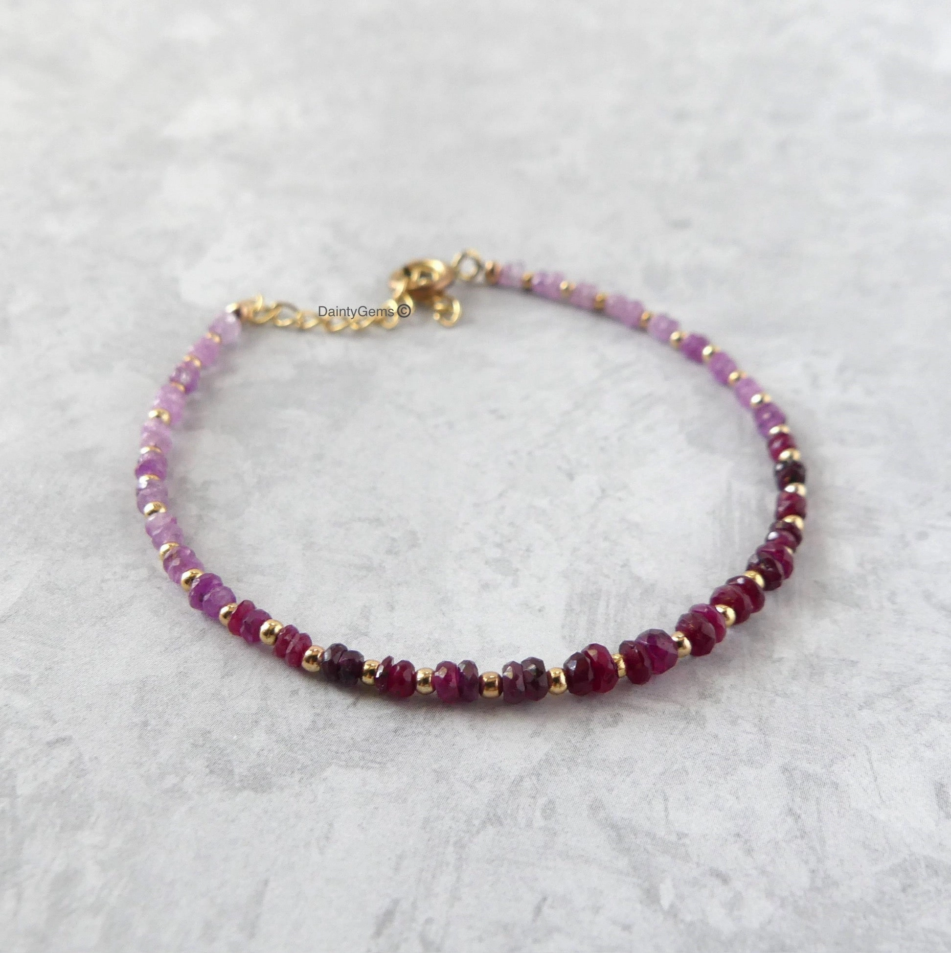 Shaded Ruby Delicate Beaded Bracelet