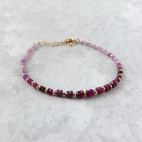 Shaded Ruby Delicate Beaded Bracelet