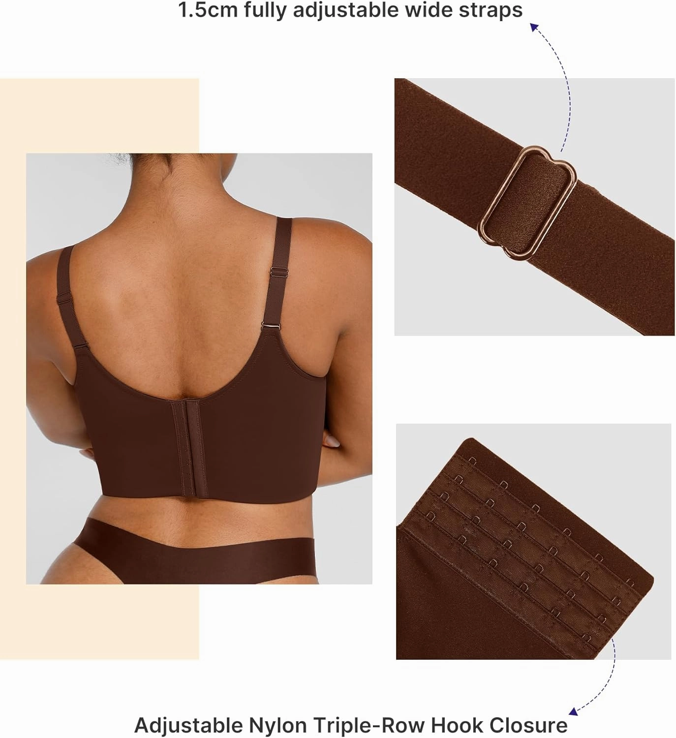 SHAPELLX Bras for Women Push Up Back Smoothing T-Shirt Everyday Underwire Lightly Lined Cups Up to H