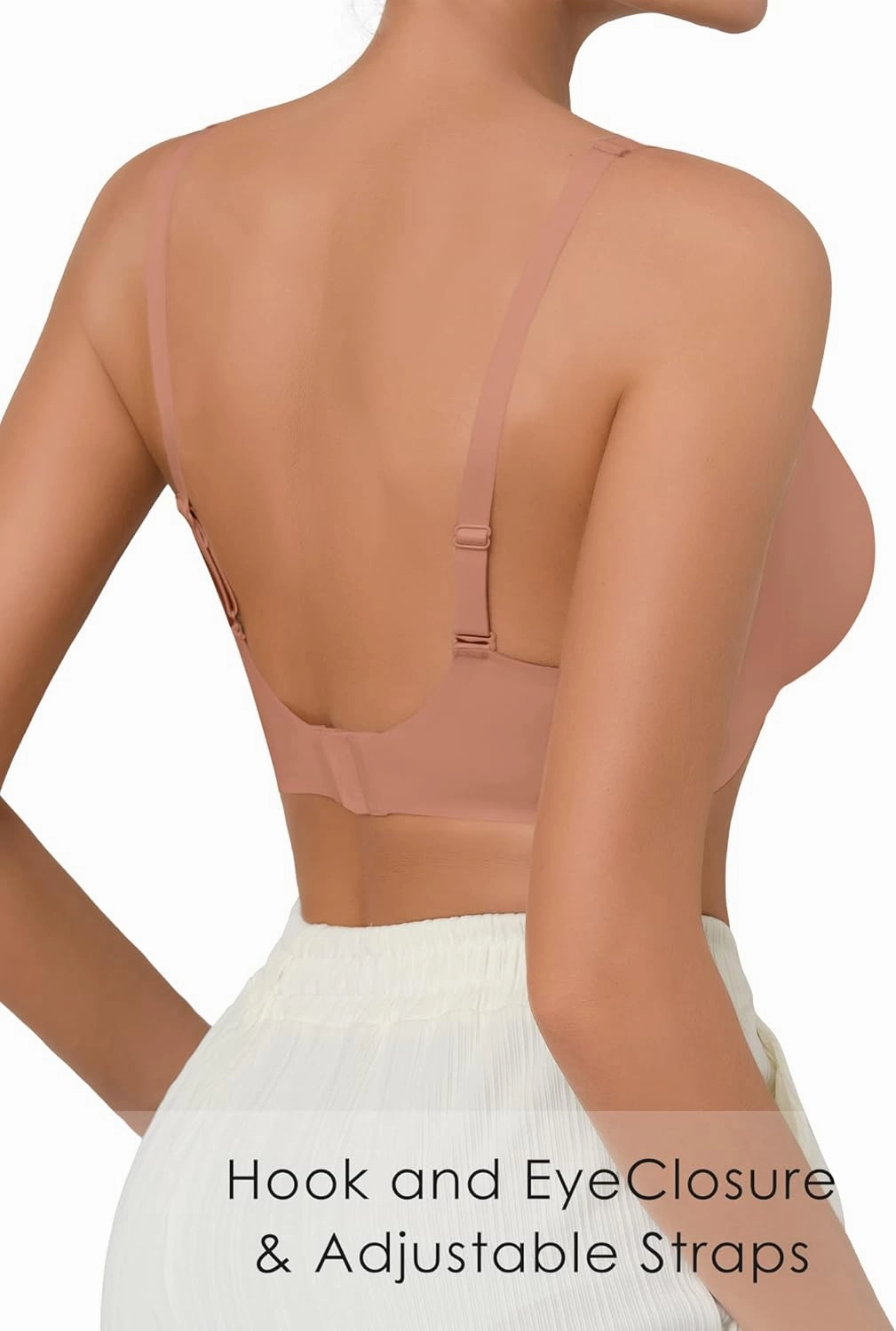 SHARICCA Pro Seamless Bra for Women Deep V Neck Wirefree Bra Adjustable Strap Comfort Sleep Bra Removable Padded Bralette