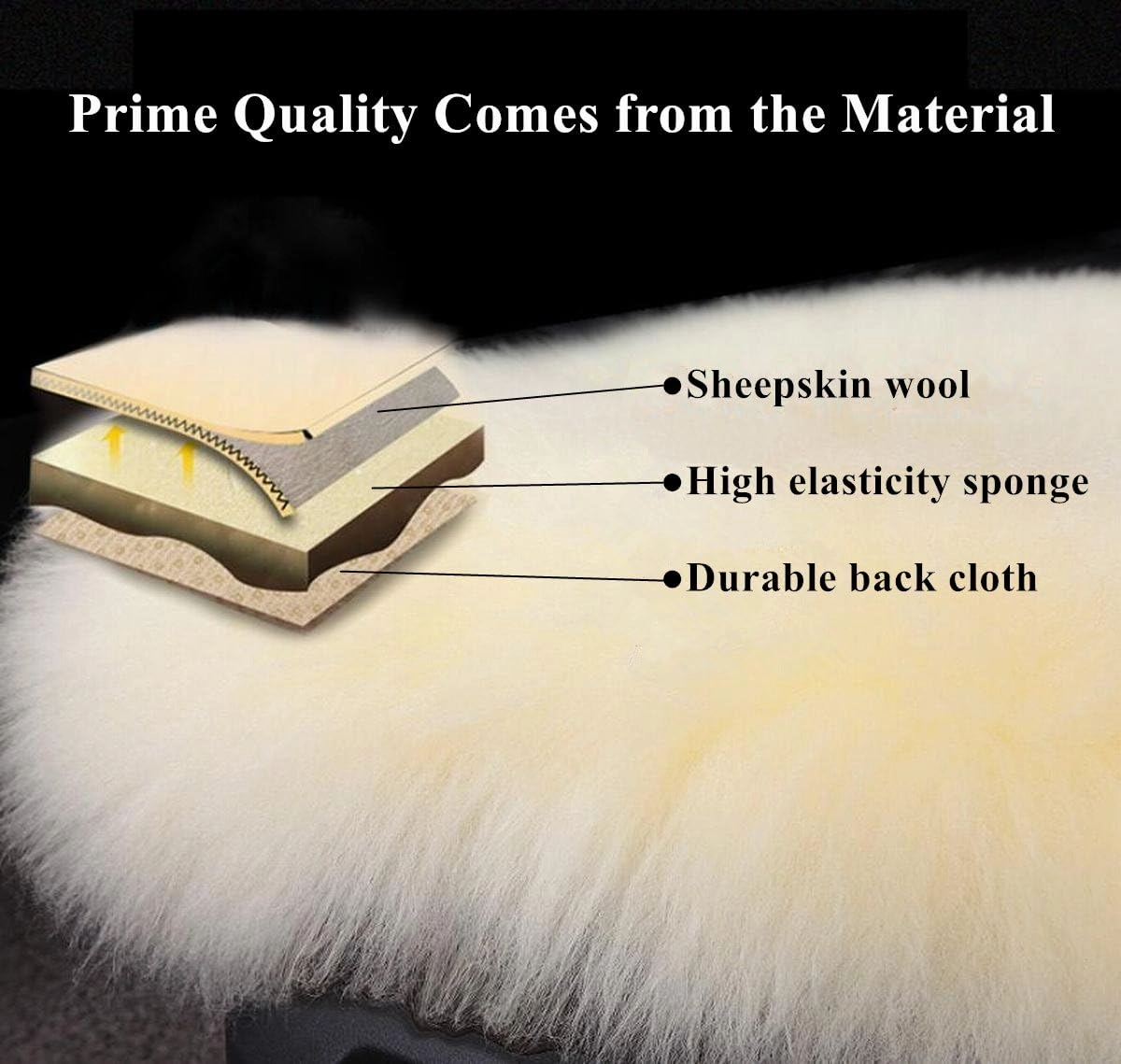 Sheepskin Seat Cushion Cover Wholehide Short Wool Seat Pad Natural Fur Car Seat Covers Universal Fit for Most Car, Truck, SUV, or Van Front Beige Yellow