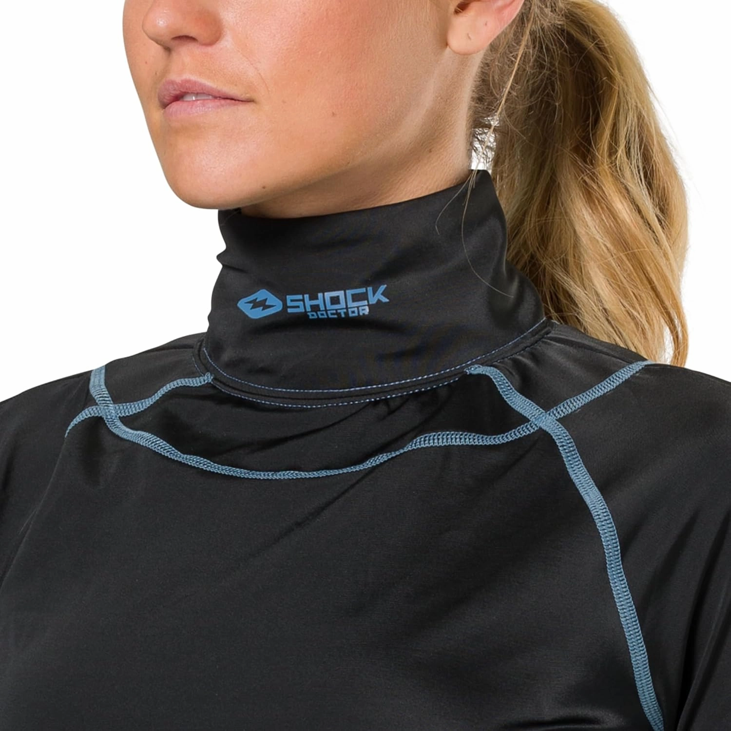 Shock Doctor Women's Hockey Compression Shirt with Neckguard. Long Sleeves with Integrated Neck Guard. for Adult Women