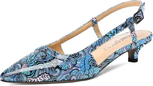 SHOWFOREST Women's Adjustable Strap Dating Dress Solid Patent Buckle Pointed Toe Kitten Low Heel Pumps Shoes 1.5 Inch