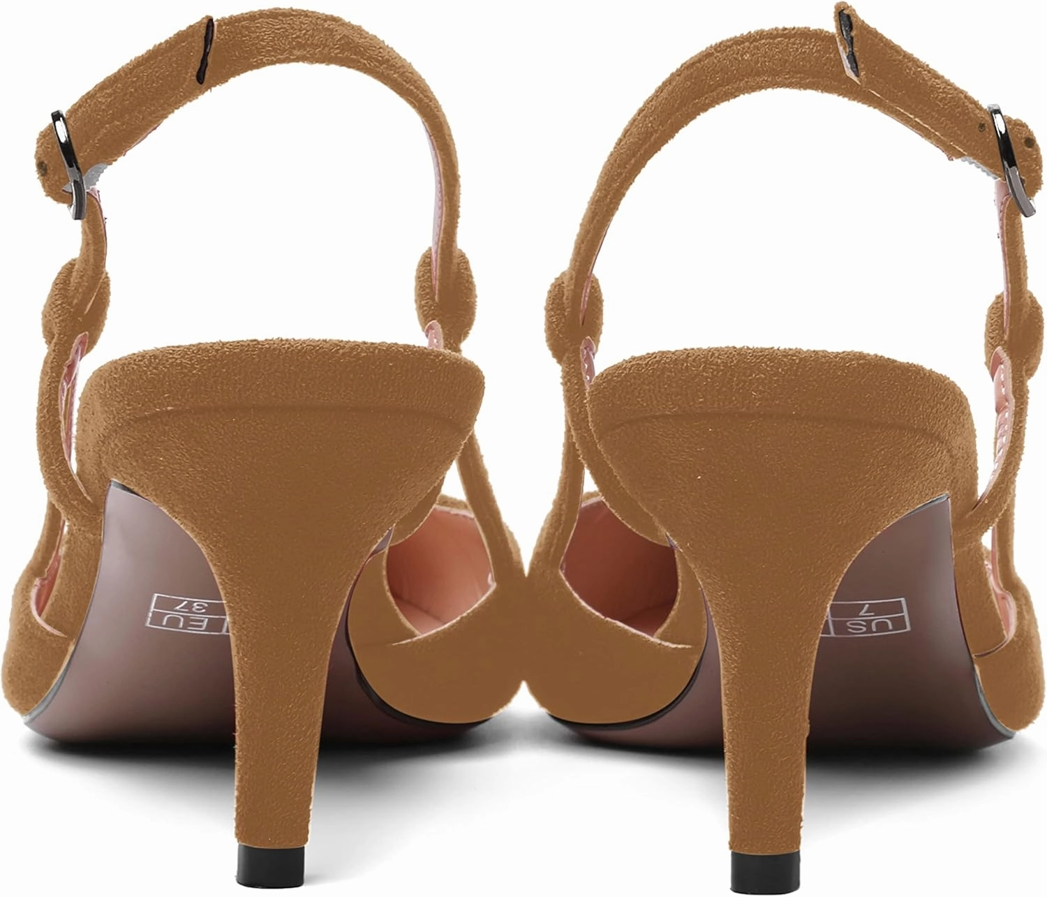 SHOWFOREST Womens Dress Solid Buckle Dating Pointed Toe Slim Suede Adjustable Strap Stiletto Mid Heel Pumps Shoes 2.5 Inch
