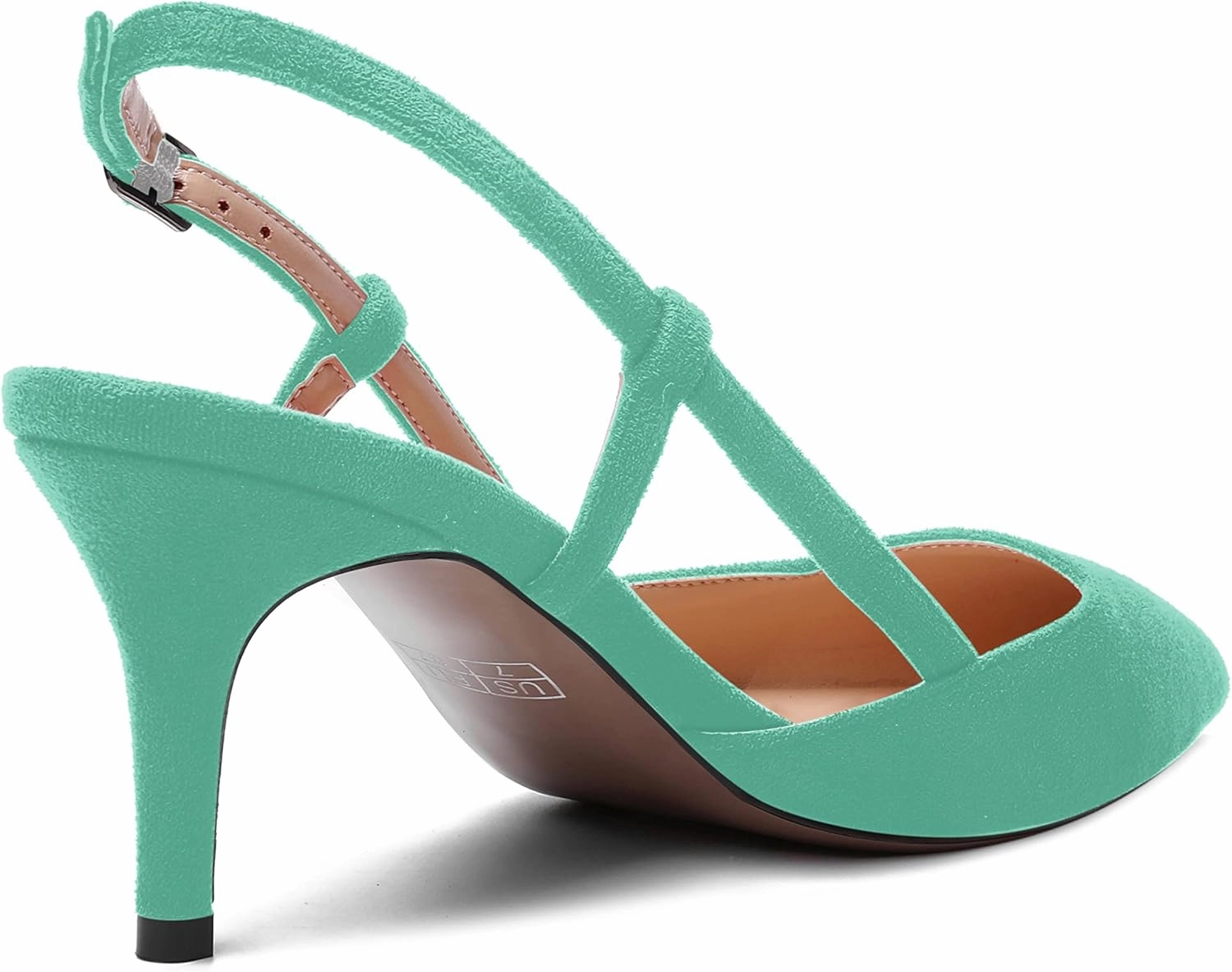 SHOWFOREST Womens Dress Solid Buckle Dating Pointed Toe Slim Suede Adjustable Strap Stiletto Mid Heel Pumps Shoes 2.5 Inch