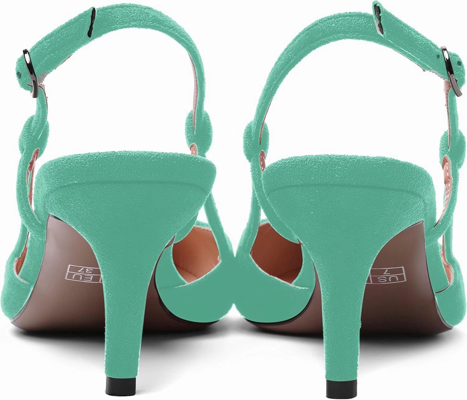 SHOWFOREST Womens Dress Solid Buckle Dating Pointed Toe Slim Suede Adjustable Strap Stiletto Mid Heel Pumps Shoes 2.5 Inch