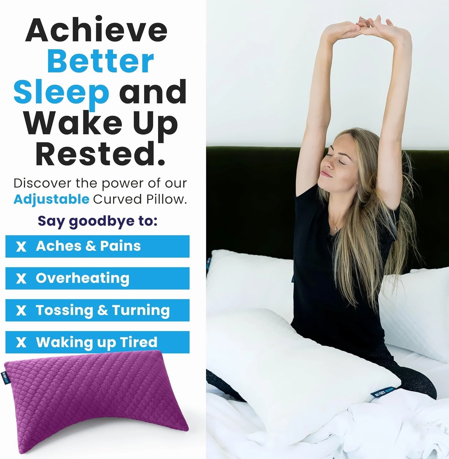 Sidney Sleep Pillow for Side and Back Sleepers - Comfort for Neck and Shoulder Pain - Adjustable and Customizable Shredded Memory Foam Filling - Queen Size - Additional Foam Fill Included (Magenta)