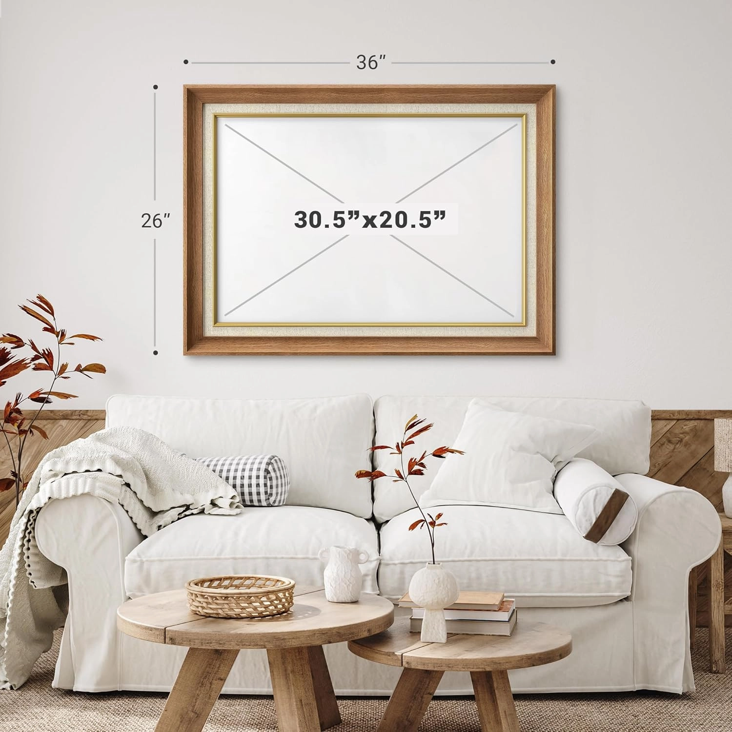 SIGNWIN Premium Frame Art Serene Landscape with Windmill Vintage Pencil Drawing Illustrations Fine Art Traditional Iconic for Living Room, Bedroom, Office - 26"x36" Natural