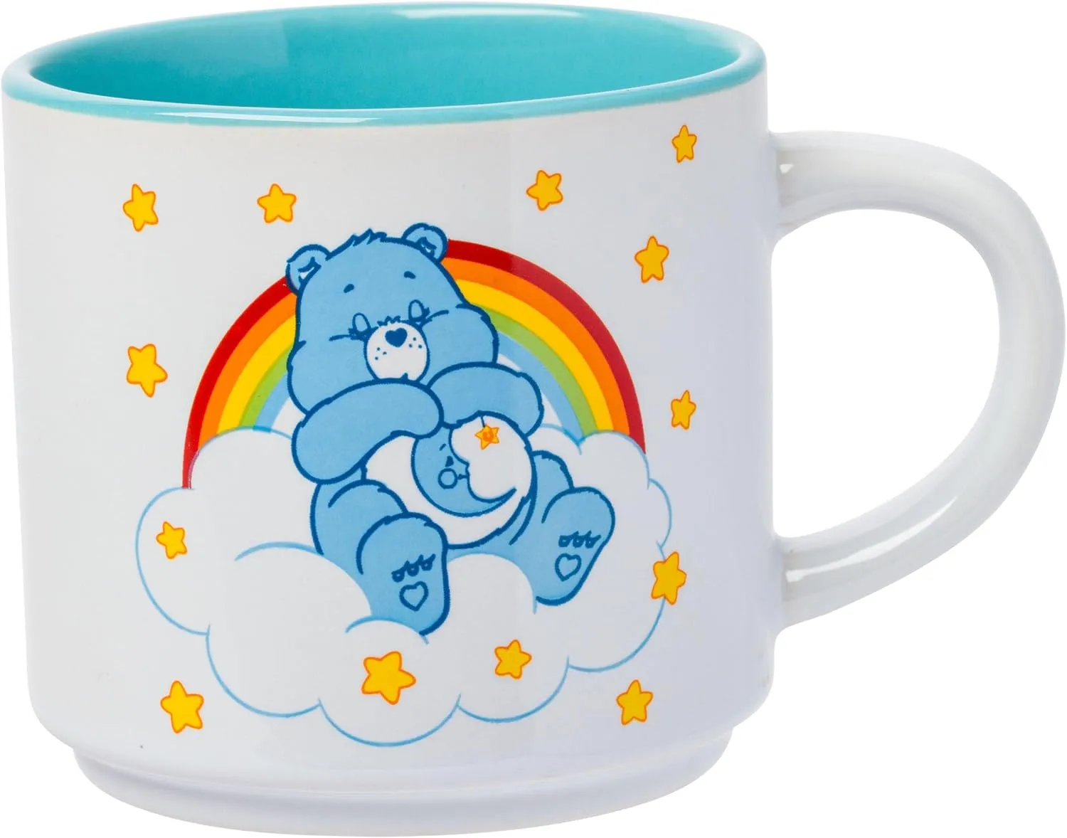 Silver Buffalo Care Bears Rainbow Heart Logo 4pc Ceramic Mug Stack, 10 Ounces