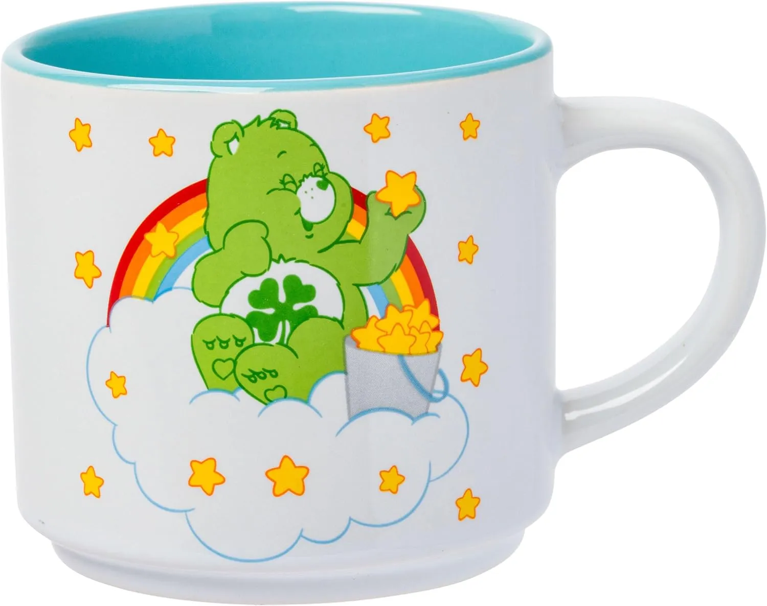 Silver Buffalo Care Bears Rainbow Heart Logo 4pc Ceramic Mug Stack, 10 Ounces