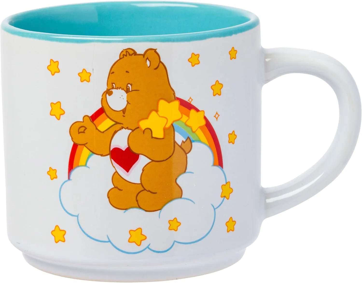 Silver Buffalo Care Bears Rainbow Heart Logo 4pc Ceramic Mug Stack, 10 Ounces