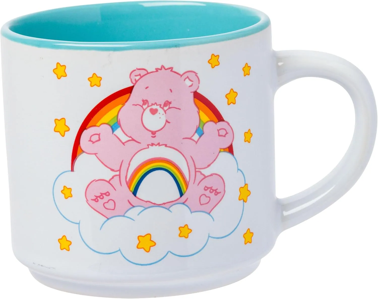 Silver Buffalo Care Bears Rainbow Heart Logo 4pc Ceramic Mug Stack, 10 Ounces