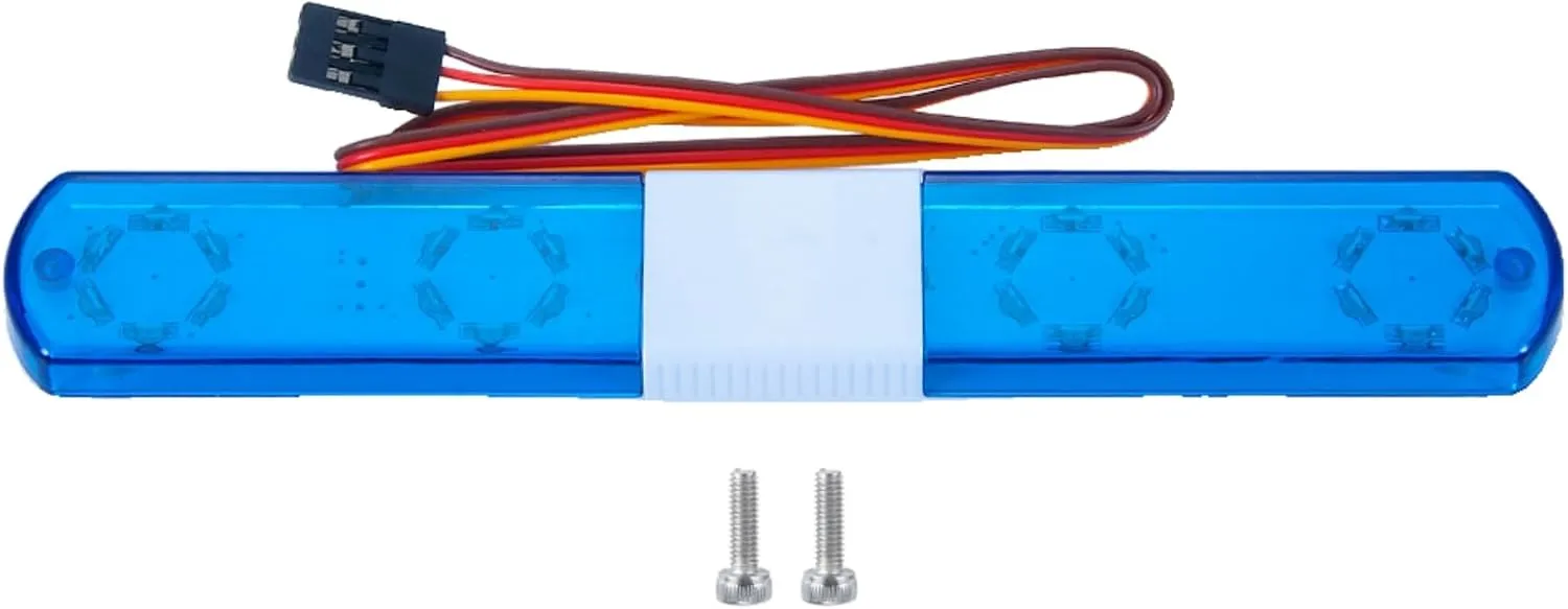 Simulation RC Car Police Lights Multi-Function Night Flash LED Light Lamp Roof Light Decoration Compatible with 1/8 1/10 RC Model Car for HSP TRX4 Tamiya CC01 4WD Axial SCX10 (Blue)