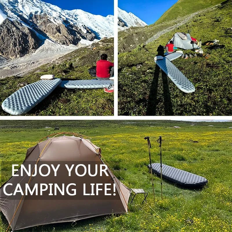 Single Inflatable Sleeping Mat, 20D Nylon Lightweight Air Bed for Adults, Air Mattress with Storage Bag for Camping Ultralight Backpacking, Hiking, Traveling & Outdoor Activities(Black, L)