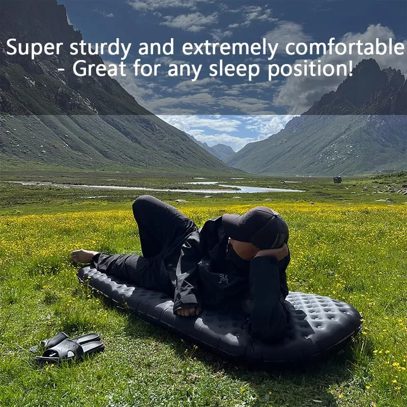 Single Inflatable Sleeping Mat, 20D Nylon Lightweight Air Bed for Adults, Air Mattress with Storage Bag for Camping Ultralight Backpacking, Hiking, Traveling & Outdoor Activities(Black, L)